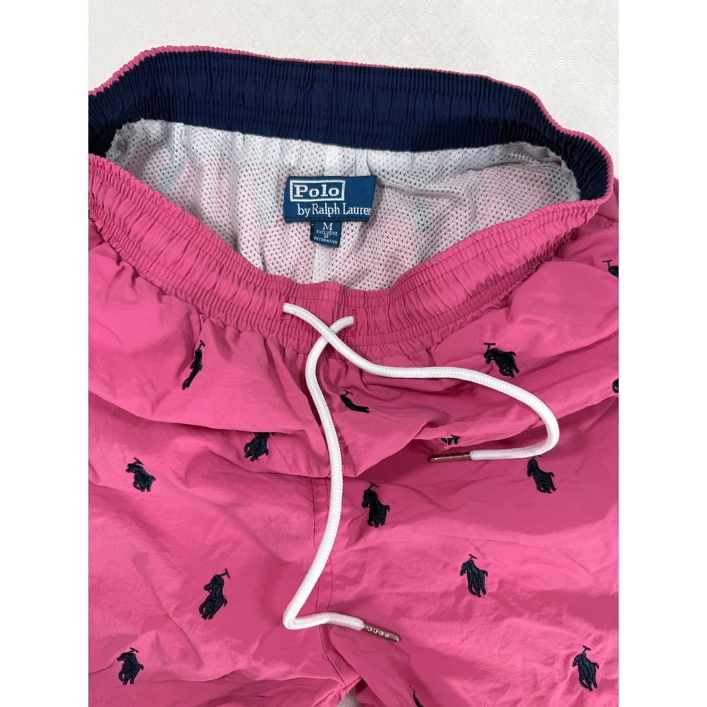 Polo Ralph Lauren Swim Trunks Mens M Pink All Over Pony Embroidered EUC